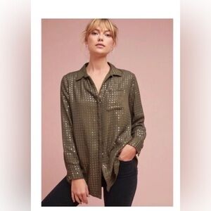 Anthropologie Maeve Sequin Button Down size small